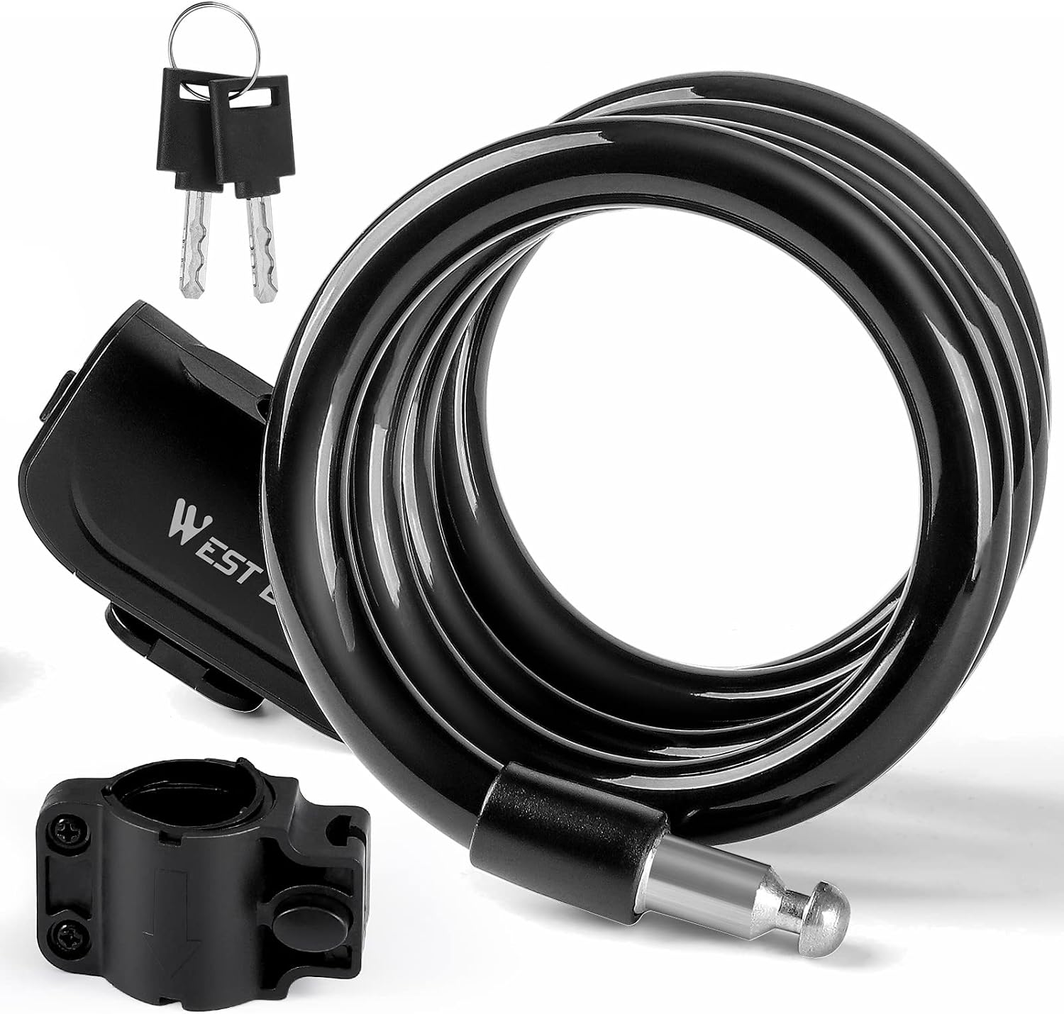 ICOCOPRO Bike Lock, Bike Lock Cable with Anti-Theft Lock Cylinder, Coiled Secure Keys Bike Cable Lock, PVC Anti-Scratch Coating Bicycle Cable Lock, Mounting Bracket Included, 4 Feet