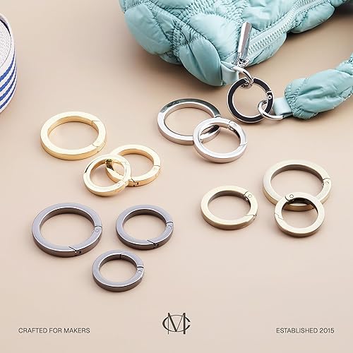 Miniatura 6 de CRAFTMEMORE Anillo de metal con apertura de resorte para hacer anillos tóricos con borde en ángulo a presión, 2 piezas SCOF (1 pulgada, plomo)