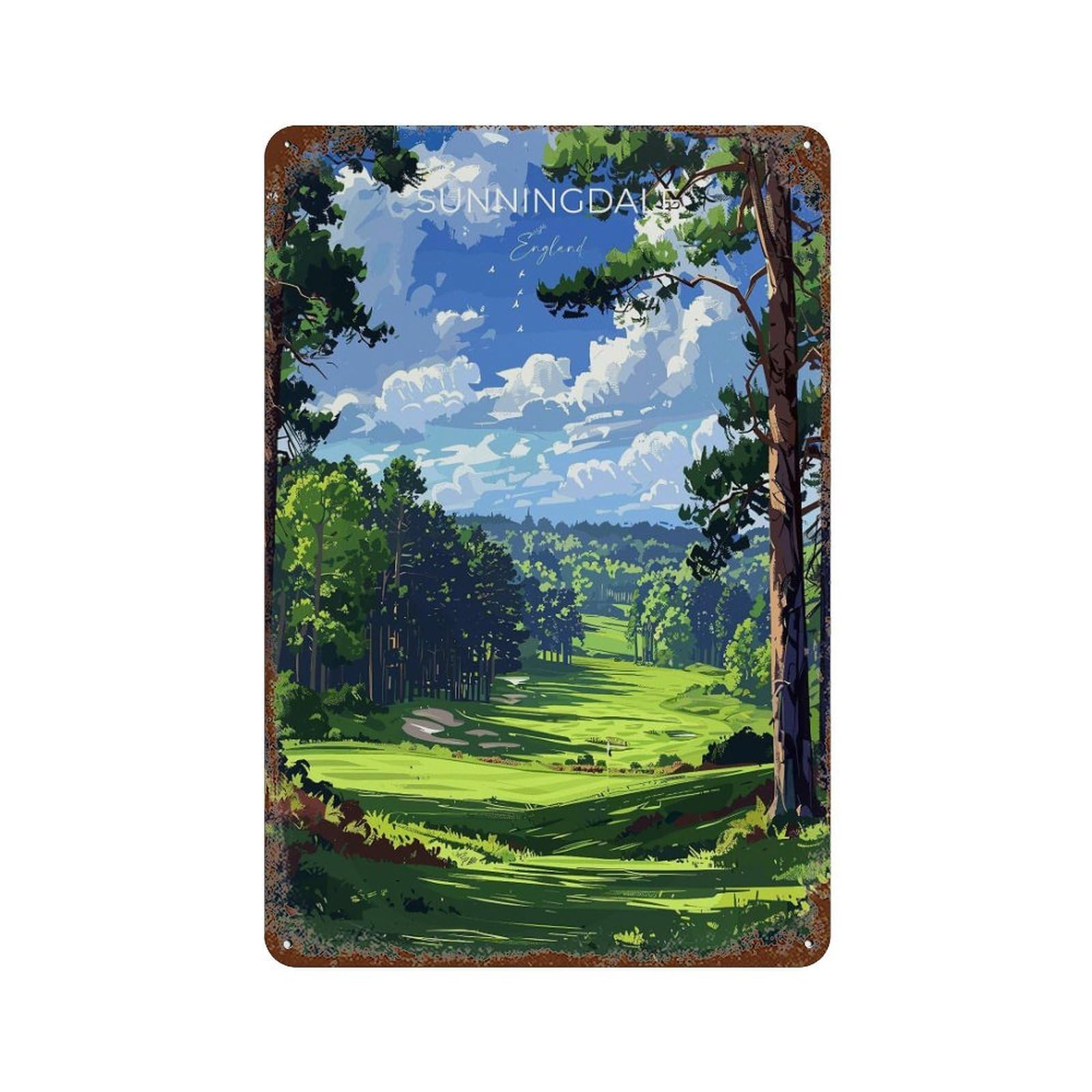 xiaoxiaoshen Sunningdale Travel of Golf Course Lovers Gift Berkshire Birthday Wall Decor Art Metal Tin Poster Modern Home Decor Art Home Bar Shop Decorations Vintage Sign 30x20cm