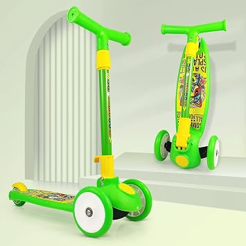 SPEEDFOX Kids Scooter with PU Wheels, Foldable Design, Adjustable?Ideal for 2-6 Years Kids Scooter (Green, Yellow, Pack of 1)