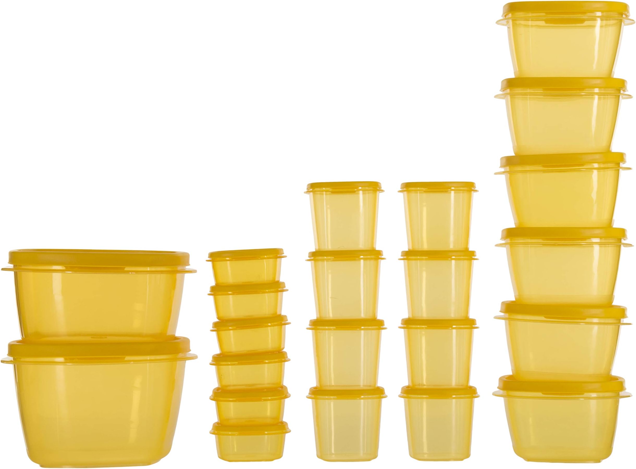 SIMPARTE SuperSturdy Eco Plastic Kitchen Storage Containers for Groceries|Fruits|Vegetables|Spices|Dry Fruits|Leftovers|22-Pieces (1x2L, 1x1.5L, 3x600ML, 3x500ML, 8x250ML, 6x125ML), Golden Yellow