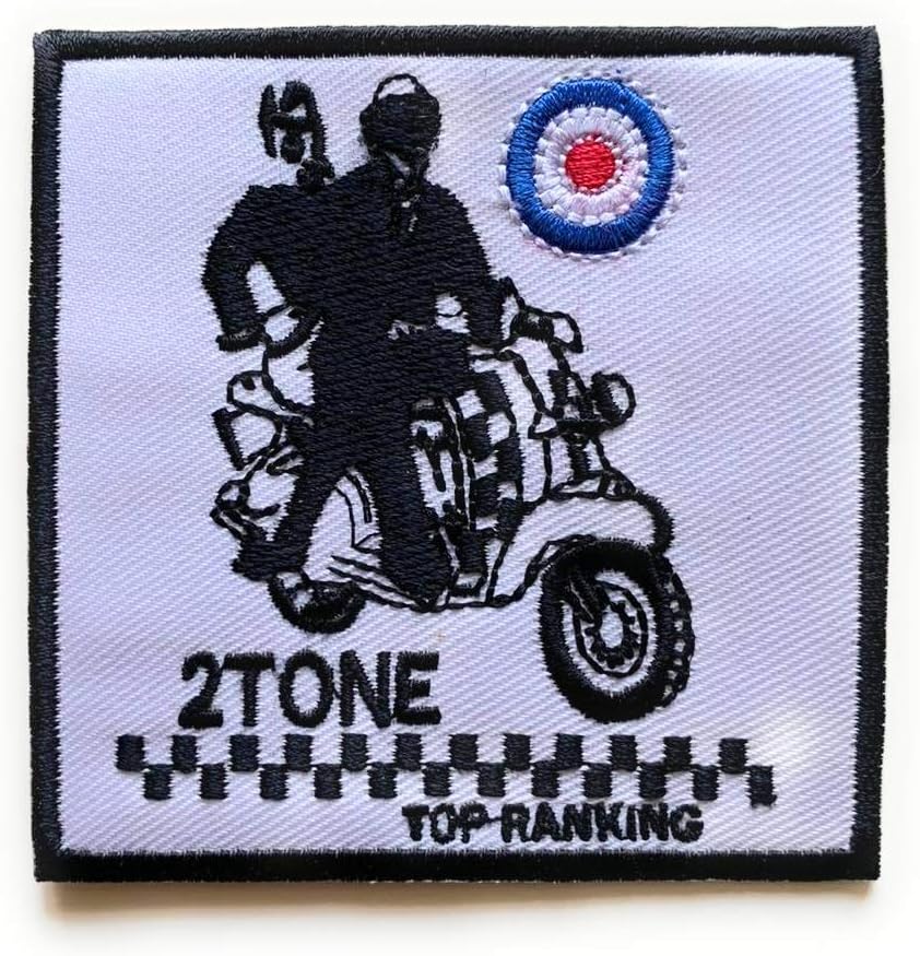 SKA-Sew-on Iron-on Embroidered Patch Scooter MOD 2-Tone (Two Tone)
