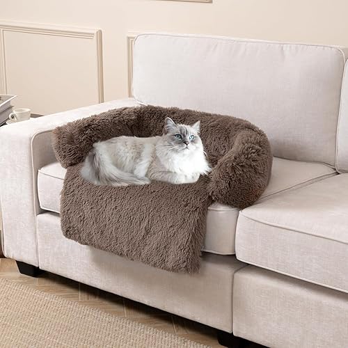 Miniatura 8 de Alfombrillas de cama calmantes para perros y gatos, funda extraíble lavable y extraíble, tapete de pelo largo de felpa para mascotas, forro