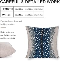 Vista 2 de POMOTER Fundas de almohada de antílope, fundas cuadradas de lino con estampado de antílopes de animales de leño, color azul y blanco, funda