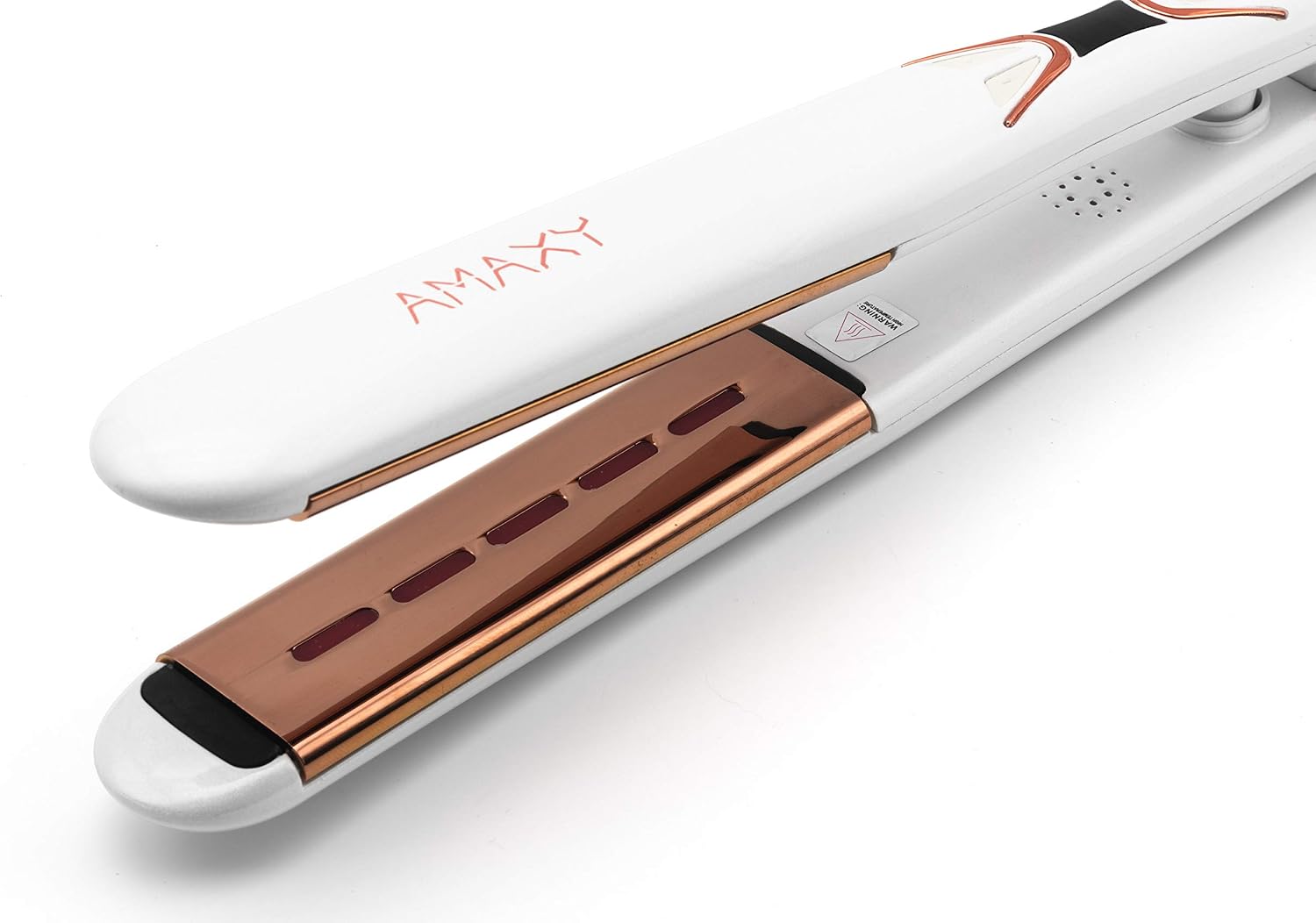 AMAXY Professional Real Infrared Hair Straightener Flat Iron- Instant Heating Technology with 450F Temp Control in 30 Seconds - Frizz Free - Silkier - Single Pass - Last Longer - for All Hair Type