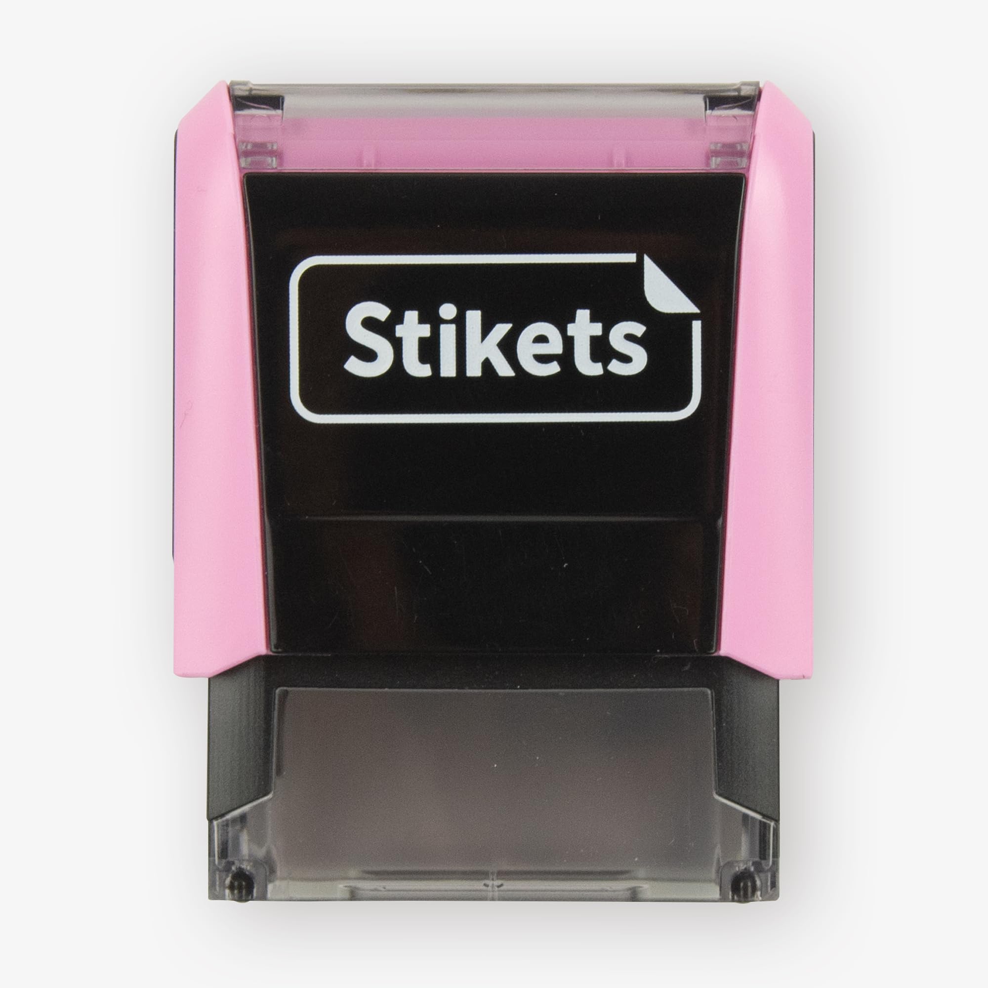 Personalisierbarer Stempel für Kleidung und Kindersachen für Schule oder Kindergarten | Permanenter Namensmarker mit Symbolen - Stikets (Pastellrosa)