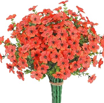Artificial Flower Bundles 10 Bundles Artificial Flowers No Fade Fake Plastic Flowers Faux Plants for Decoration Hanging Planters Farmhouse Home Planter Window Box Fake Flowers