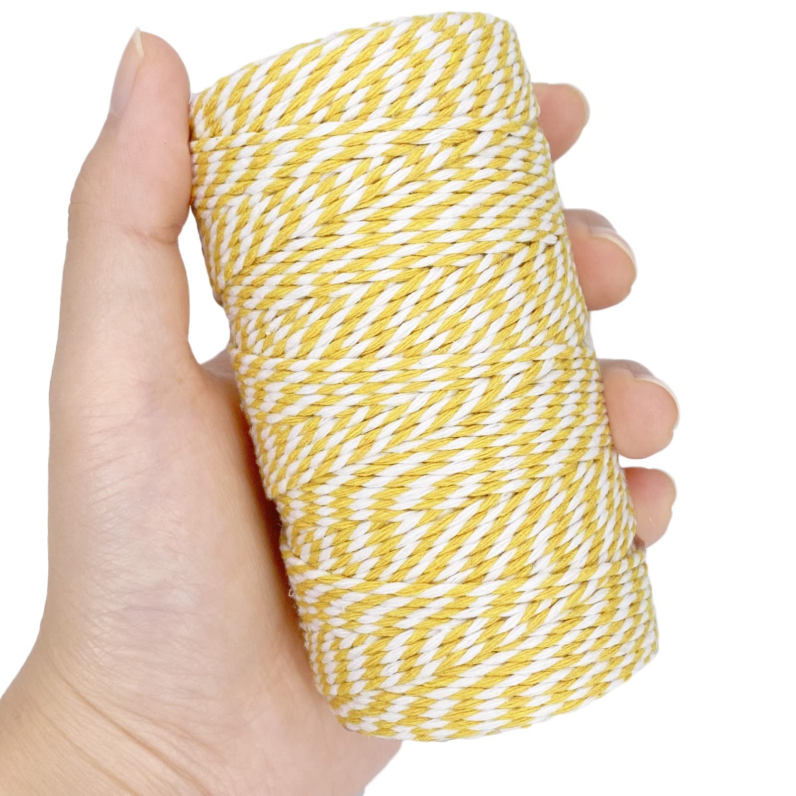 Spago di cotone giallo e bianco Baker String 2 mm di spessore 328 piedi spago di Natale per confezioni regalo fai da te artigianato decorazione casa giardinaggio