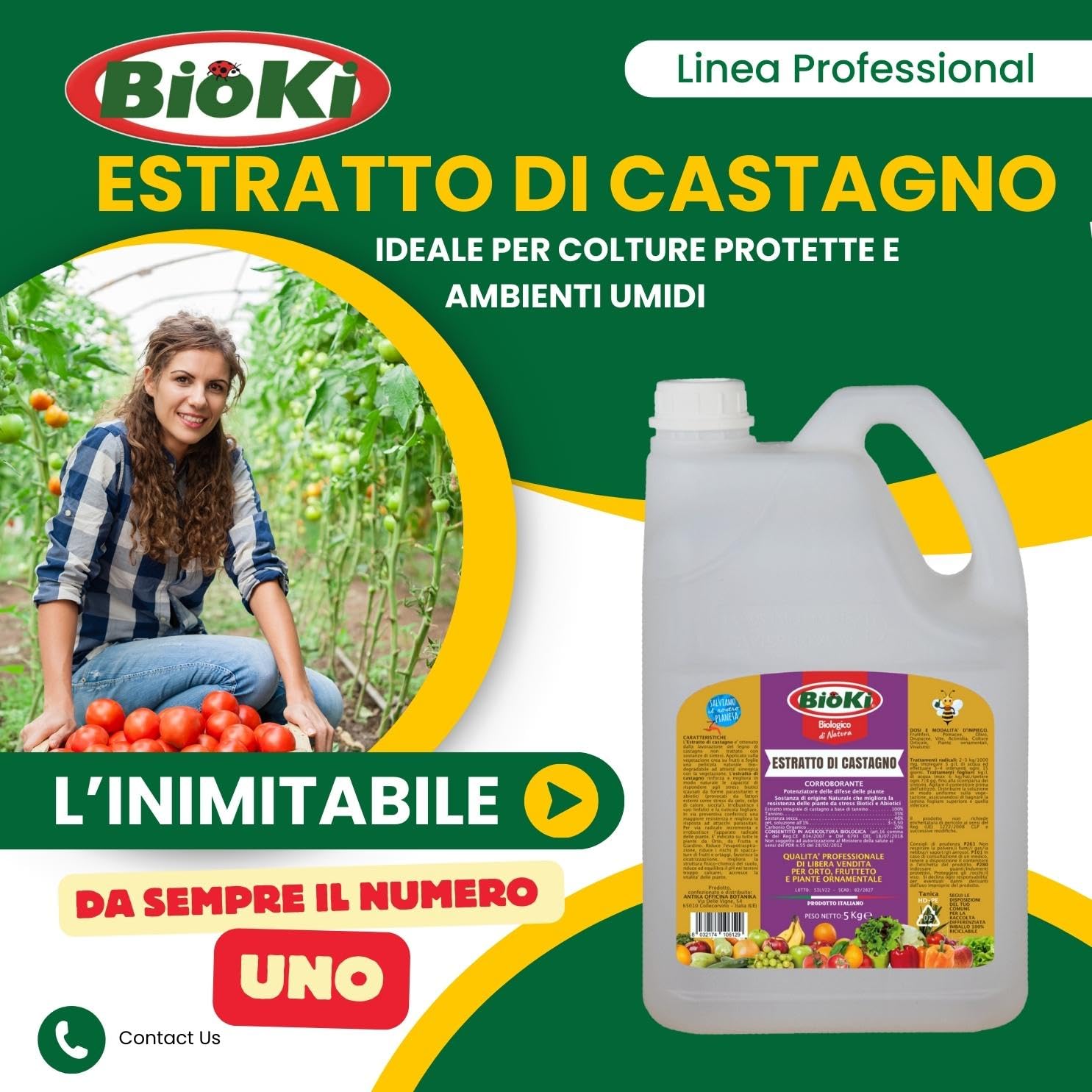 Antika Officina Botanika Estratto distillato di legno di castagno, elicitore di resistenza per malattie di orticoltura, frutticoltura e giardinaggio, tanica da 5 kg