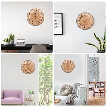 Horloge Murale Bois 30cm - Silencieuse, Design Moderne - Cadran Facile à Lire - Pour Salon, Chambre, Bureau