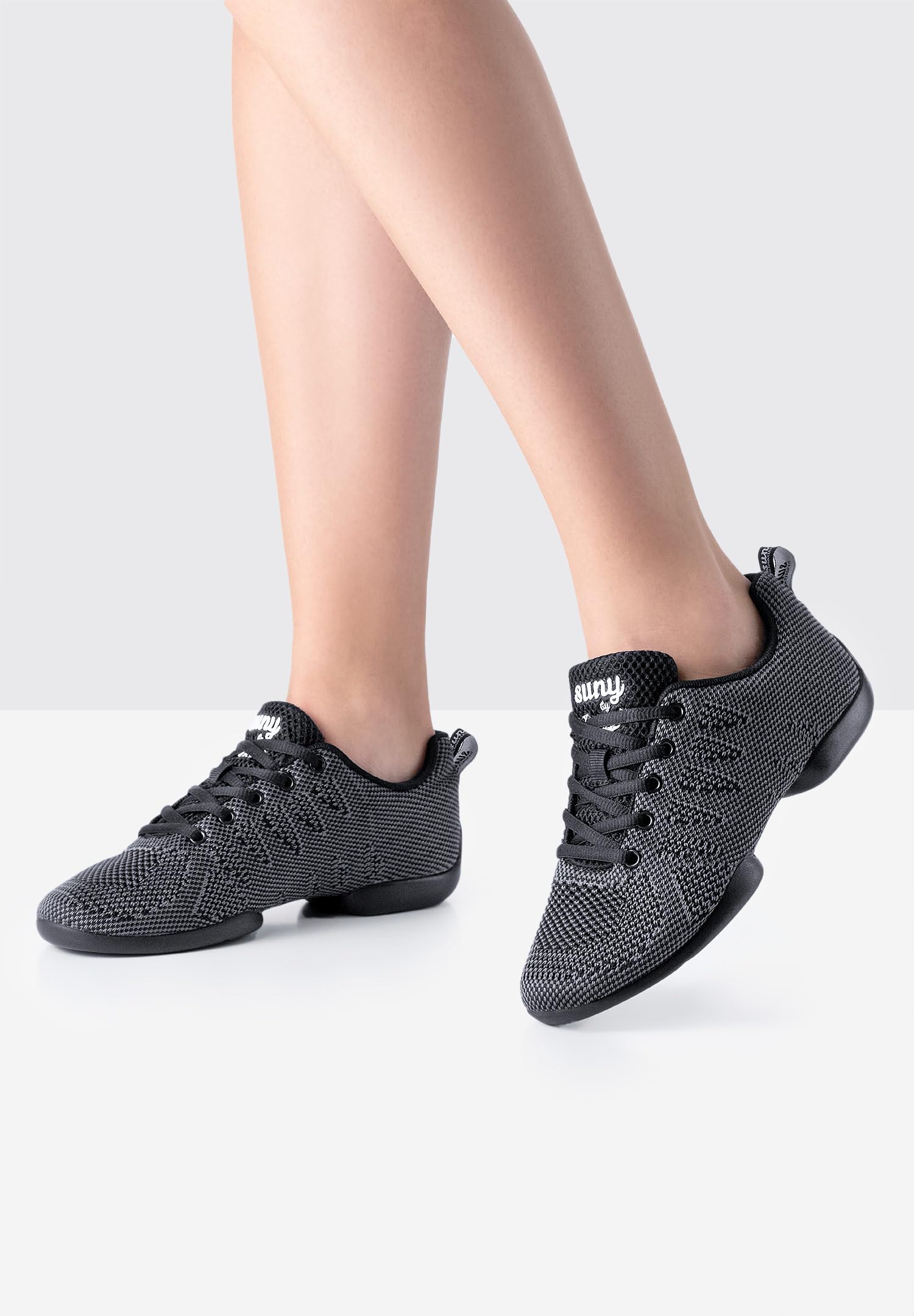 Anna Kern Damen Dance Sneakers 150 Bold - Textil Schwarz/Grau - Normalweite - 1 cm Sneaker Absatz - Geteilte PU Sohle