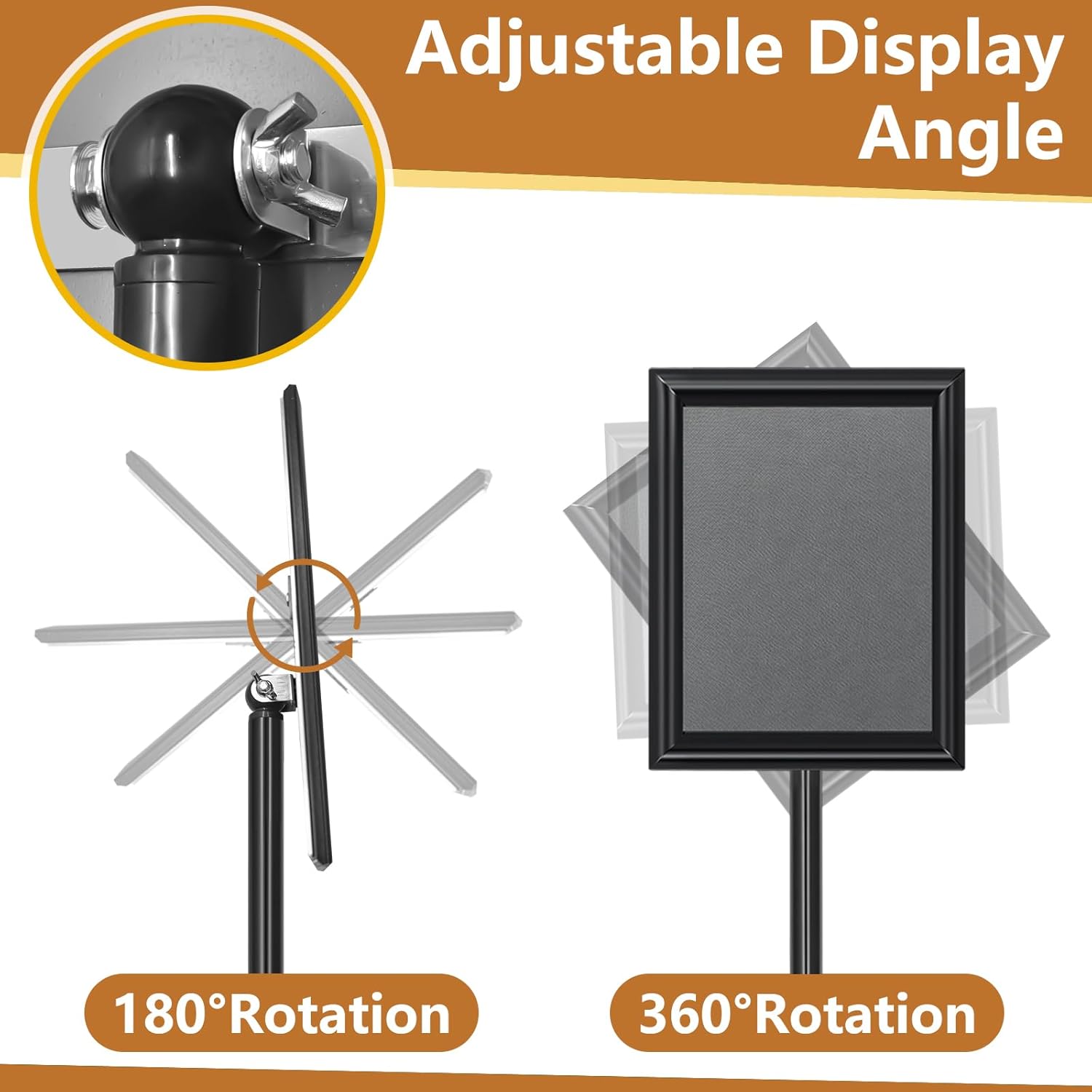 Sign Holder Stand 8.5x11 Inch, Adjustable Sign Stand with 360 Rotated Frame, Floor Standing Sign Holder, Snap-Open Frame Display, Outdoor Indoor Poster Display for advertising, Malls, Black - Image 6
