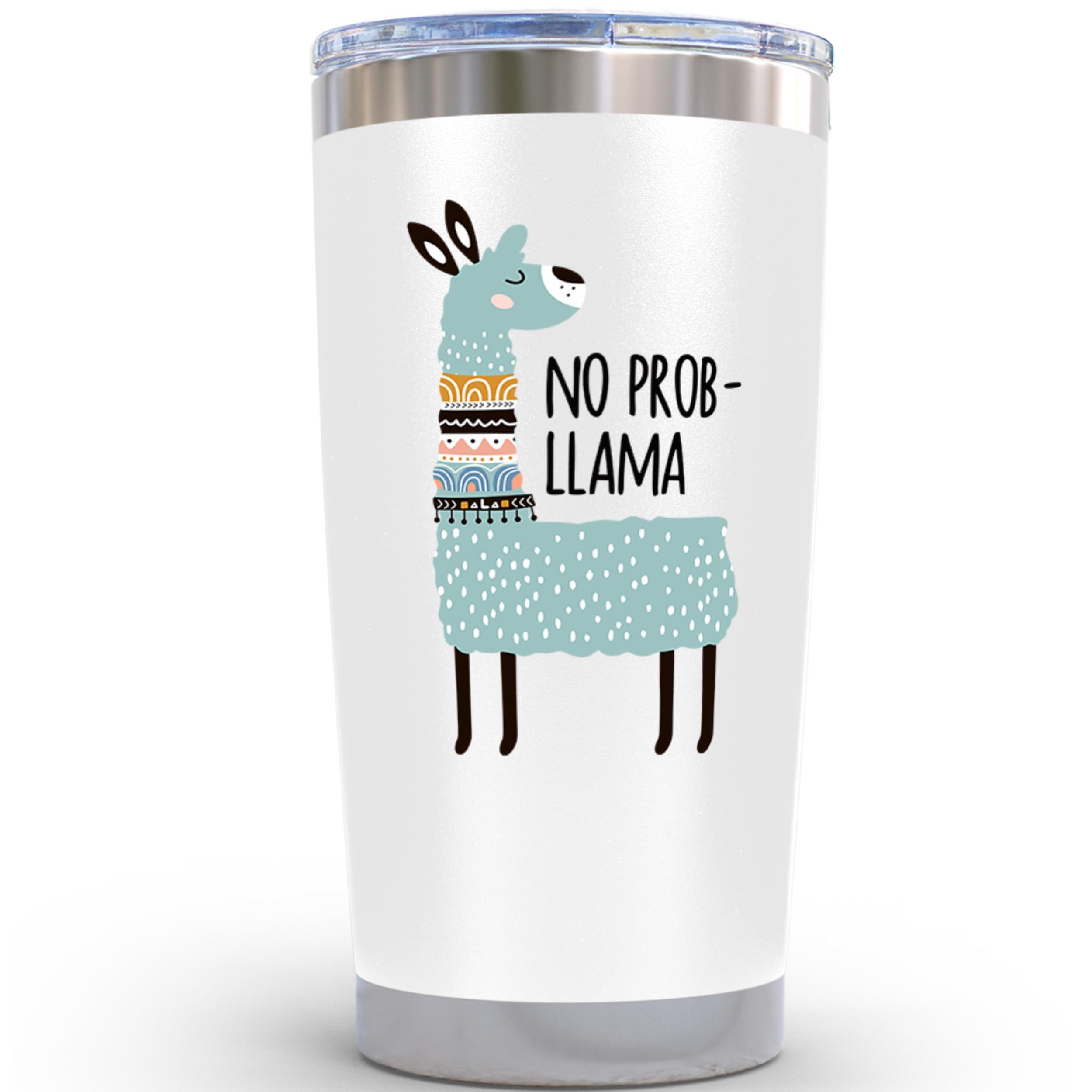 KLUBI Llama Gifts for Women 20 Ounce Mug - No Prob Llama Tumbler with Straw Lama Cup Gift for Mom from Daughter