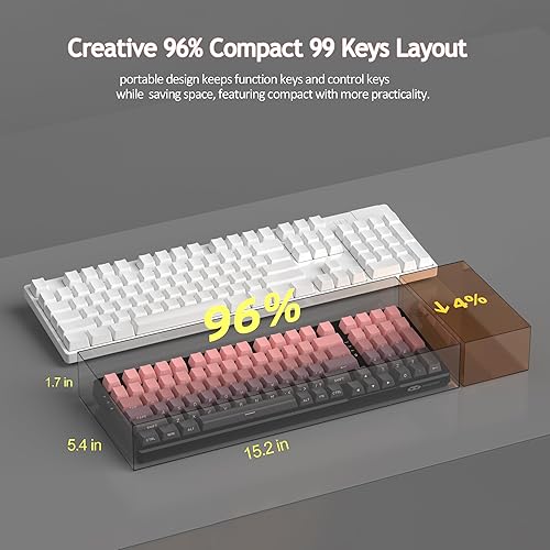 Miniatura 9 de MageGee LIGHT100 Teclado inalámbrico cremoso, estructura de junta intercambiable en caliente, 2.4GUSB-CBT5.0 Teclado mecánico retroiluminado RGB