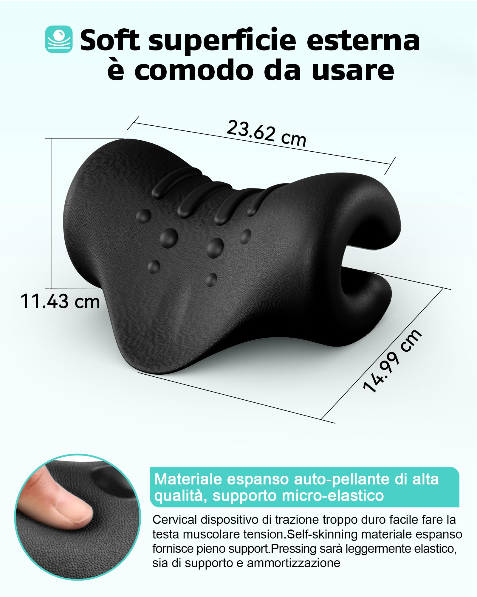 Rilassante per Collo e Spalle, Dispositivo di Trazione Cervicale Barella per Collo Portatile, Correttore di Postura del Collo Cuscino per Chiropratica per Alleviare il Dolore(Nero)
