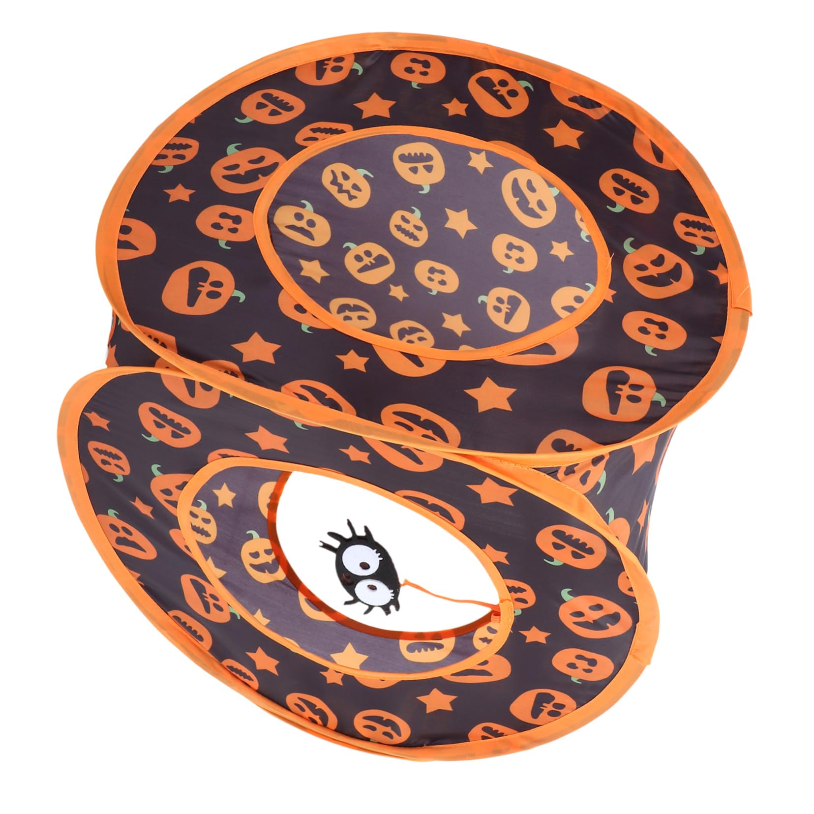 Happyyami Halloween Cat Tunnel Foldable Polyester Cube House for Indoor Cats Cat Jungle Play Tunnel for Mice Gerbils Interactive Exercising Training Pumpkin Design