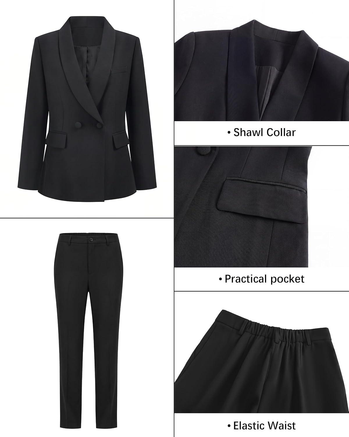 Women's Shawl Collar 2-Piece Business Pantsuit