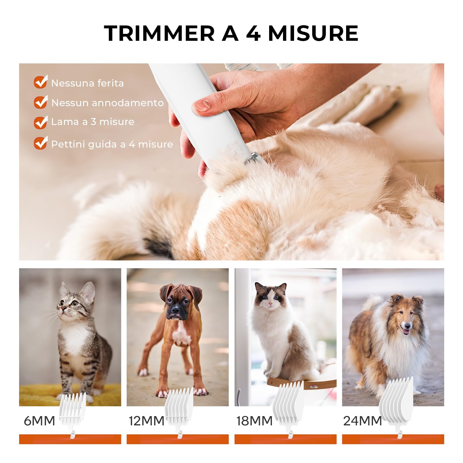 CAREPET Kit Toelettatura Asciugatura e Aspira peli Cane e gatto Per Animali Domestici - Tosatrice per Cani e Gatto Pelo Lungo Professionale - Strumenti per la toelettatura Depilazione Aspira peli