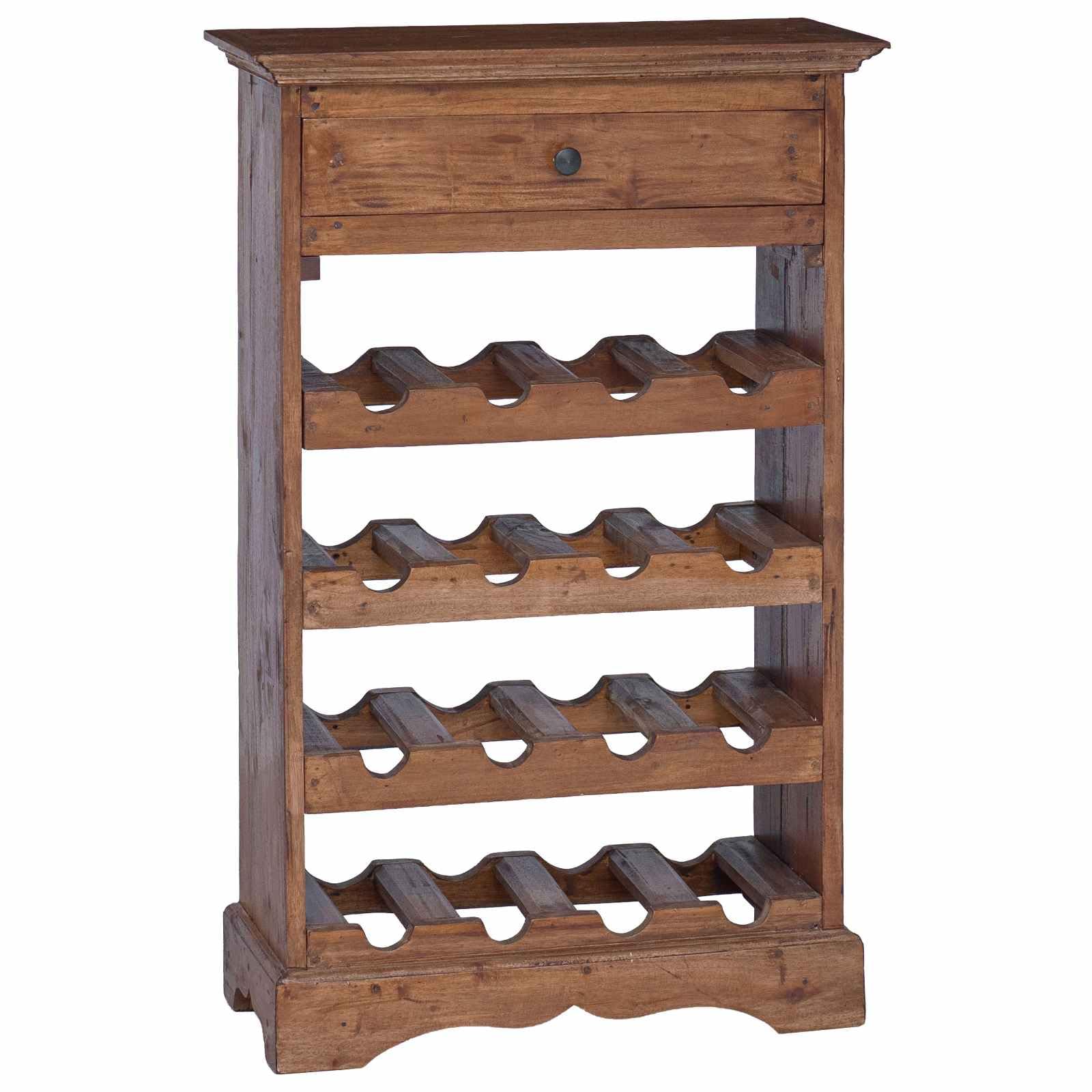Portabottiglie in legno massiccio di mogano, 55 x 23 x 85 cm