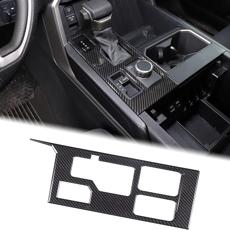 Moldura de acabamento da manopla de câmbio em ABS com padrão de fibra de carbono para Toyota Tundra 2022–2026+ e Sequoia 2023–2026+, 4WD