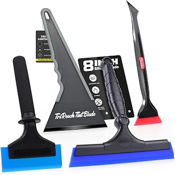EHDIS Window Tint Tools Kit Professional Window Tint Squeegee Set with 8 Inch Silicone Squeegee,Mini Quarter Squeegee,Triangle Contour Tint Squeegee for Windshield & Rear Glass Tinting and Cleaning