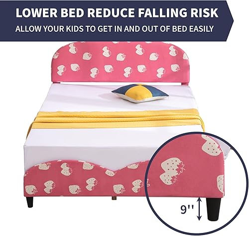 Miniatura 7 de ZAFLY - Marcos de cama individual para niños, marcos de cama para niñas, marcos de cama para niños con cómoda cabecera acolchada y listones de