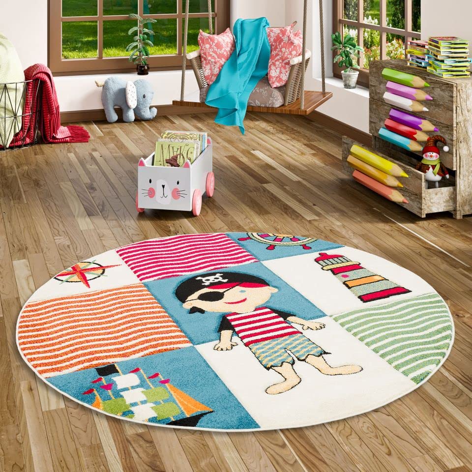 Alfombras Dormitorio Savona Kids - Alfombra Infantil - Pirata Redonda - Multicolor en 3 tamaños