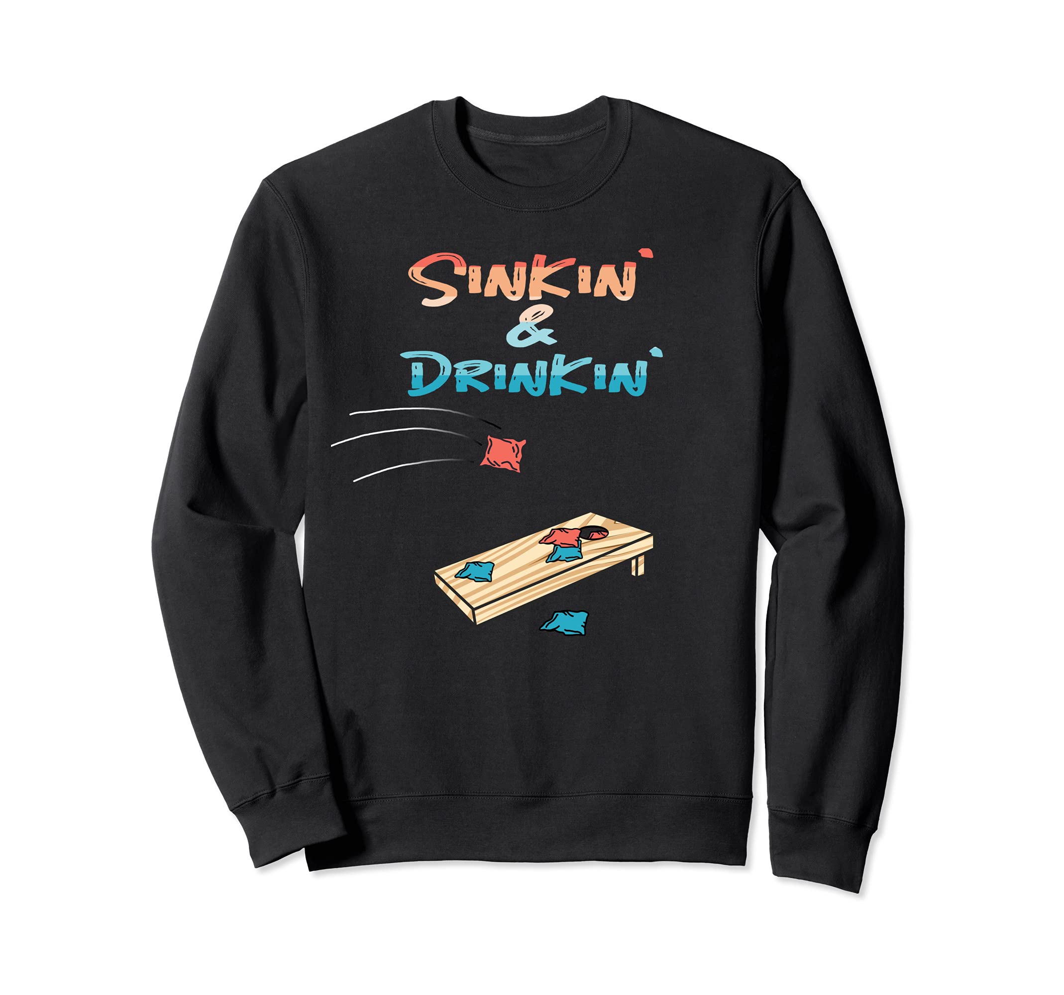 Sinkin' & Drinkin' Cornhole Sweatshirt, Black