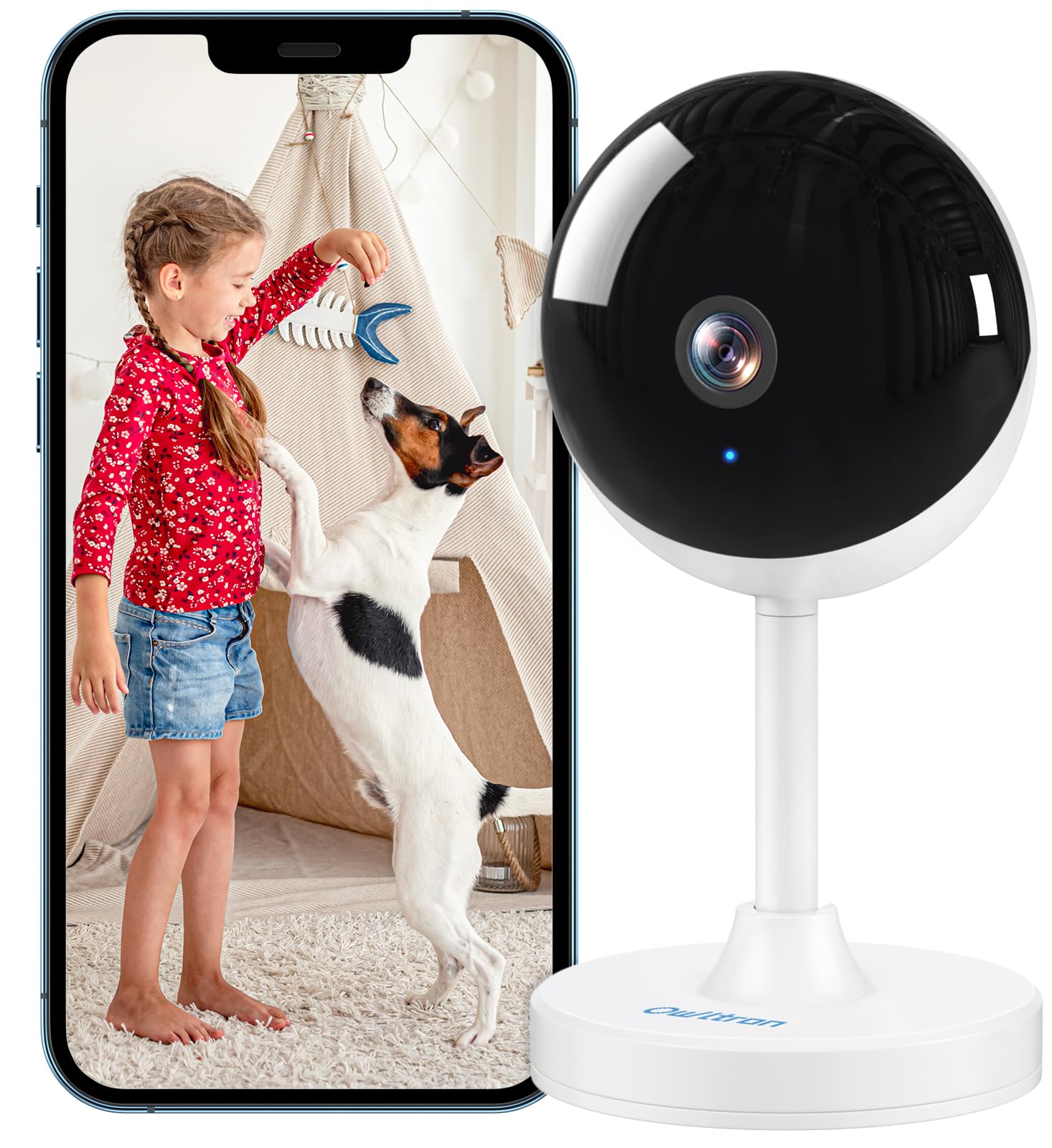 owltron Indoor Security Camera 2K, 2.4GHz WiFi Cameras for Home Security Baby Monitor Camera with Motion/Cry Detection, Pet & Dog Cam with Phone App, Night Vision, 2-Way Audio, Works with Alexa