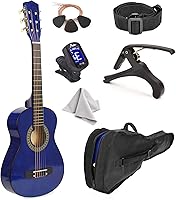 Vista 16 de Guitarra de madera de 30 pulgadas con estuche y accesorios para niños, niñas, principiantes (Madera)
