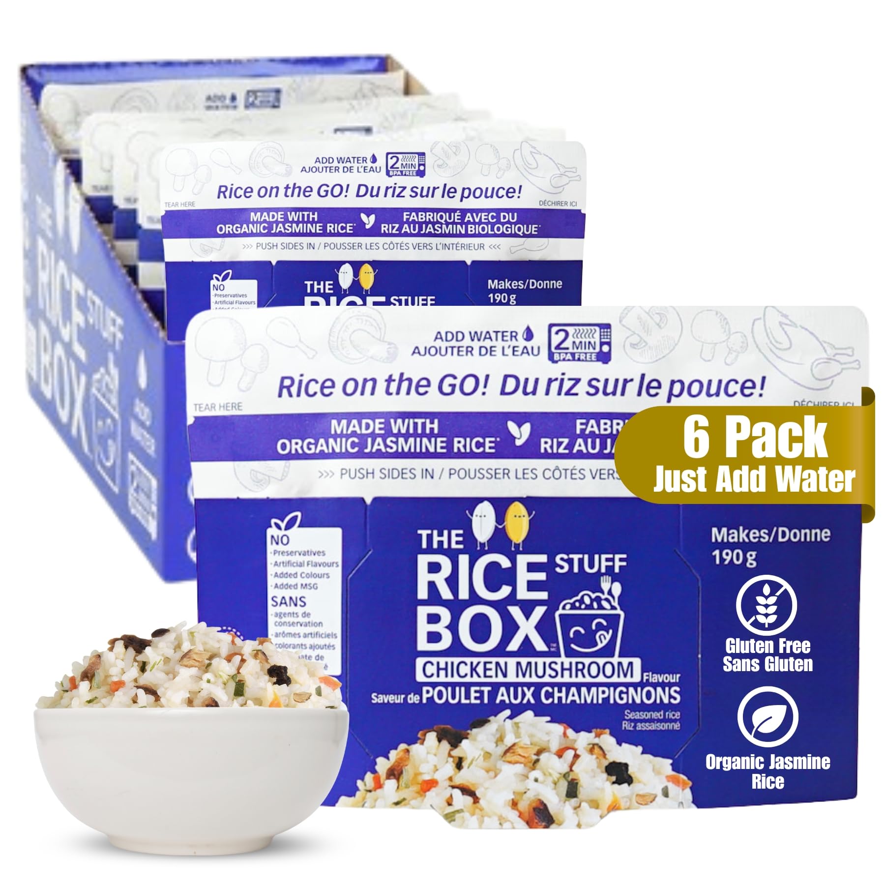 The Rice Stuff Box - Instant Rice Meals, 6-Pack Chicken Mushroom