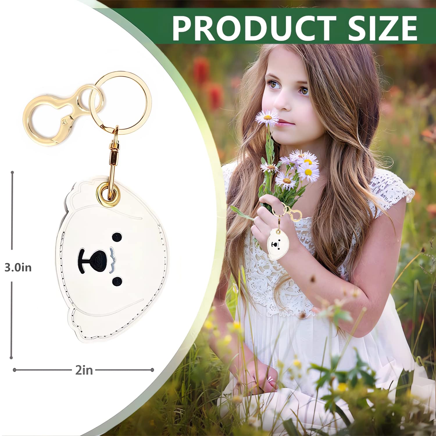 BORKUANA Leather Keychain Holder Case Compatible with Apple AirTag, Cute Protective Air Tag Cover With Keychain Ring, Anti-Scratch Finder GPS Tracker Case for Wallet Keys(Dogs)