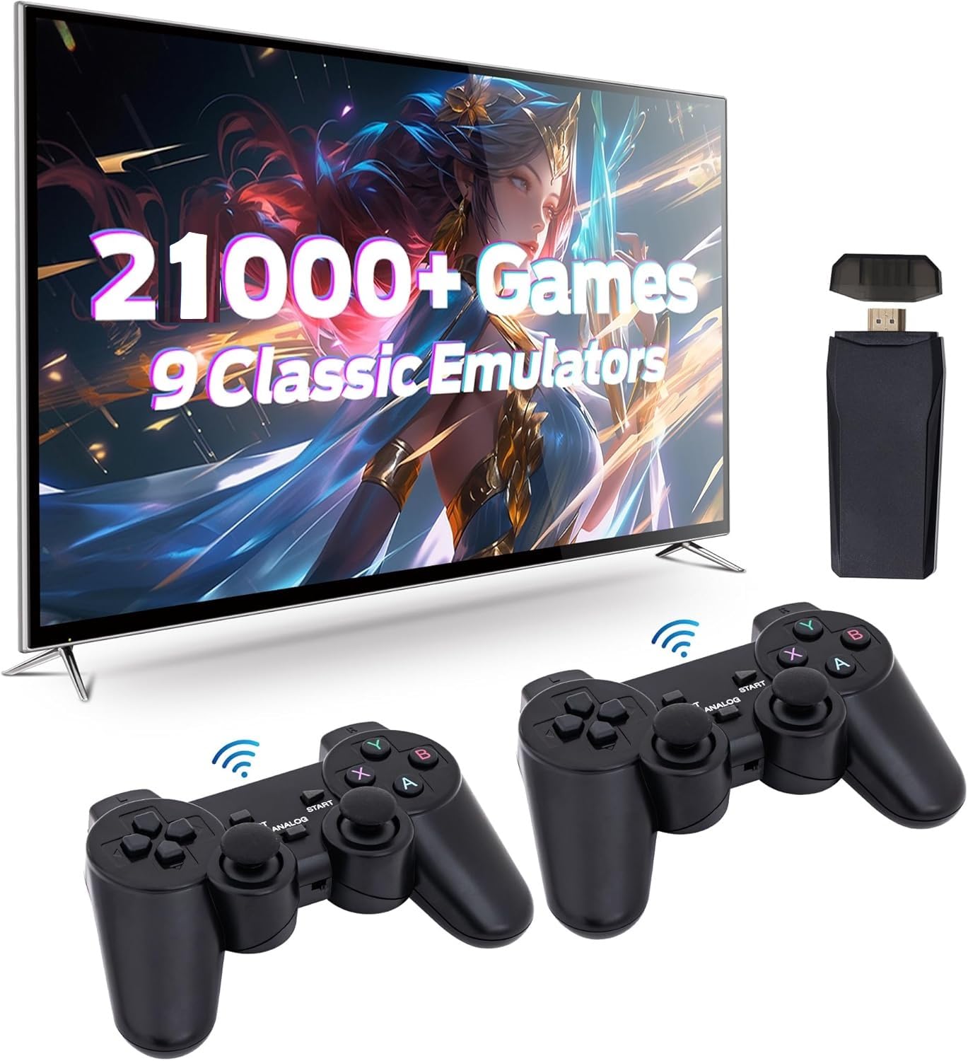 2025 Wireless Video Games for Tv Gaming Plug & Play Video Game 4K HD Game Stick, Wireless TV Game with Games Built-in 21,000+ Games & 64Gb, 9 Emulators TV Gaming Console for Kids 5 Years to 17 Years