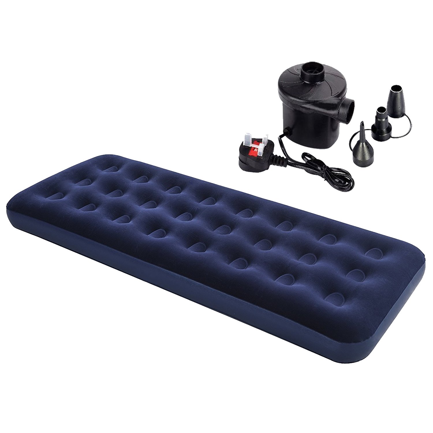 Denny International® Inflatable Flocked Single Air Bed Camping Mattress