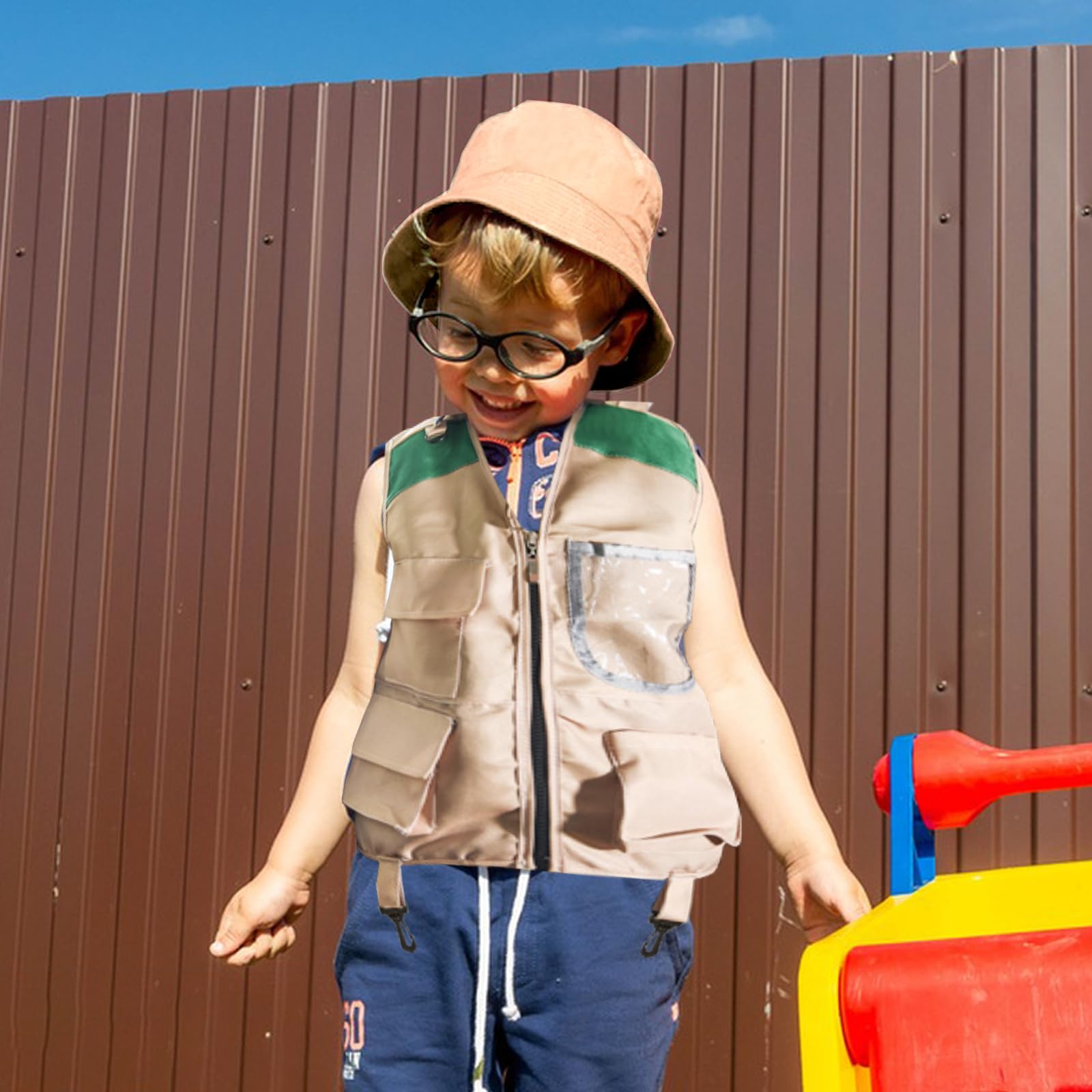 Set di esplorazione per Bambini, Set di Giocattoli da Esploratore Esterno con Gilet, Cappello, Attrezzatura da Campeggio per Bambini, per Avventura Campeggio Escursionismo (A)