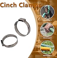 Vista 7 de kimllier 50 abrazaderas de cincha de 1 pulgada, accesorios de acero inoxidable, anillos de crimpado, abrazaderas para conexiones de montaje