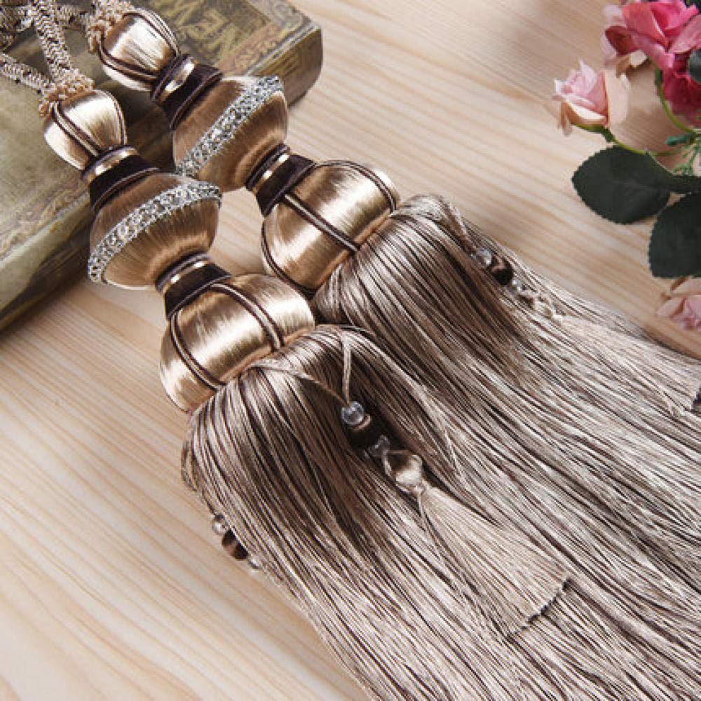 LIJUCAI 2 pièces/Paire Rideau Gland Frange embrasses Sangles Suspendus Ceinture Boules Rideau Accessoires Brosse Lier Sangles Boucle décor, Kaki