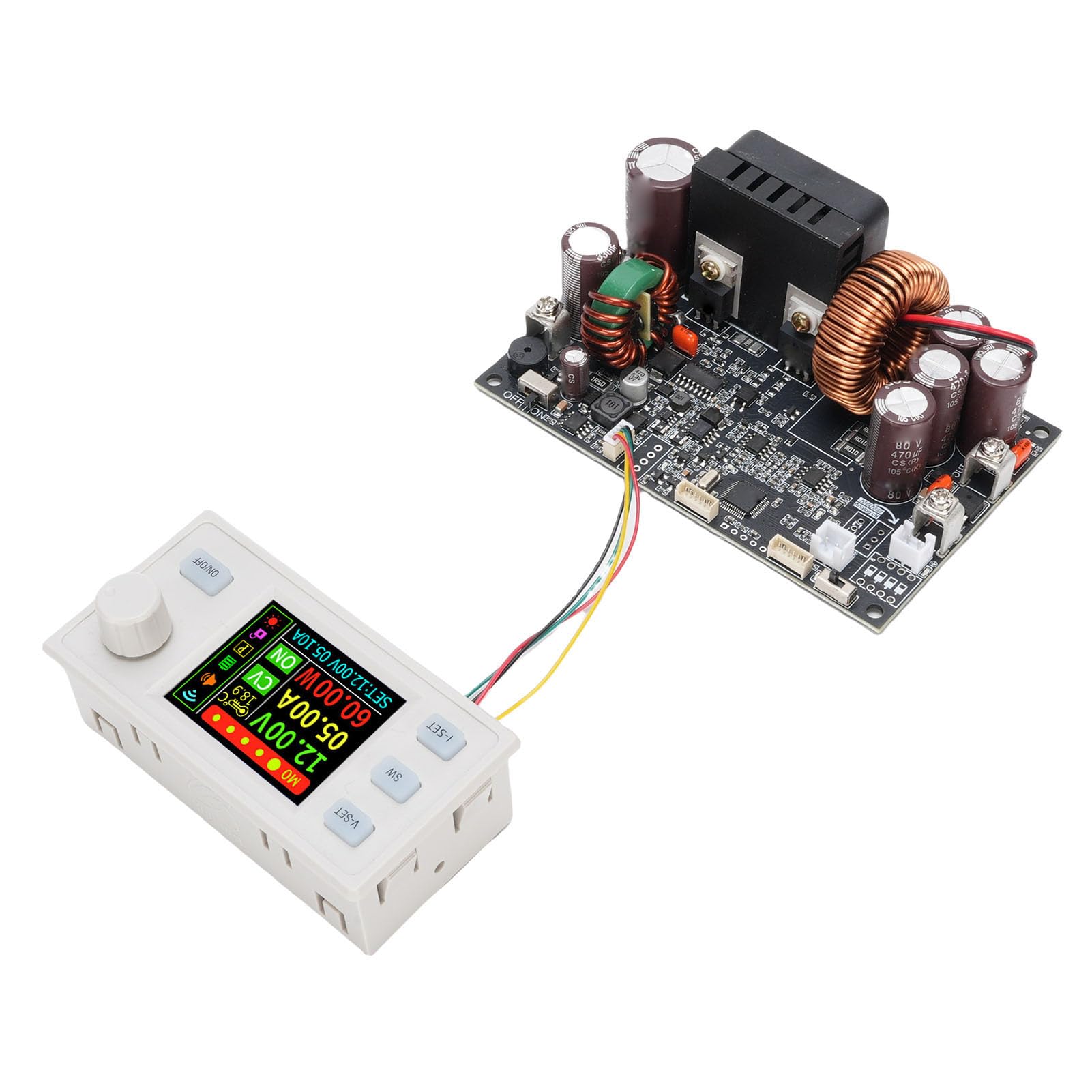 Pyhodi Regulador de Voltaje de la Fuente de Alimentación, Regulador de Voltaje Ajustable de CC 25A 1750W, Pequeño Pero Potente con Pantalla Digital de 1.8 Pulgadas, Adecuada para