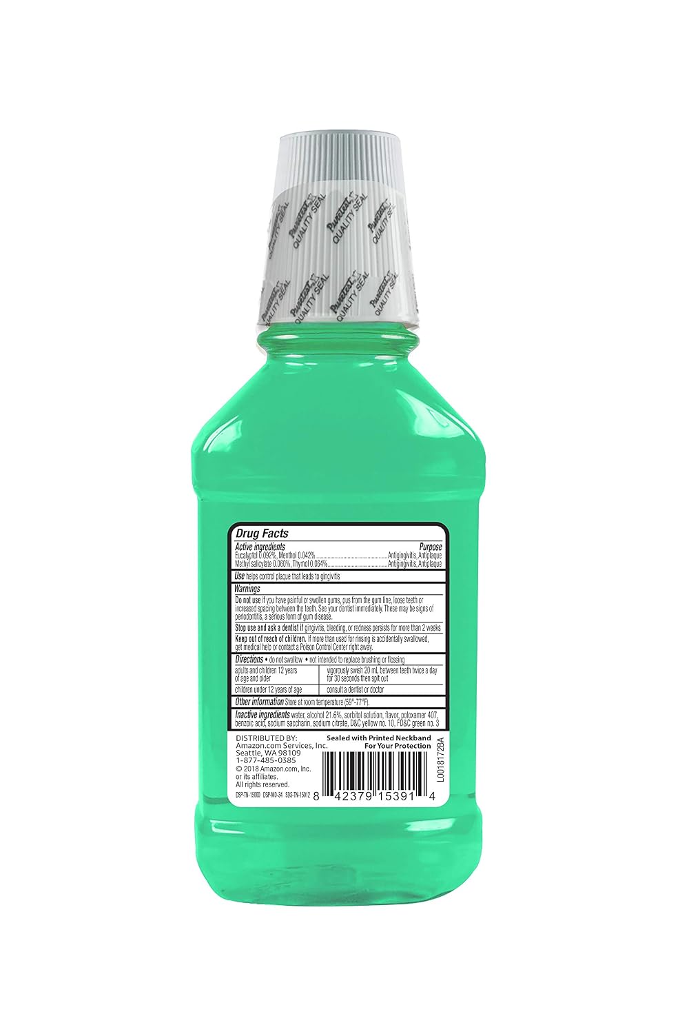 Amazon Brand - Solimo Antiseptic Mouthwash, Mint Flavor, 8.5 Fl Oz (Pack of 4)