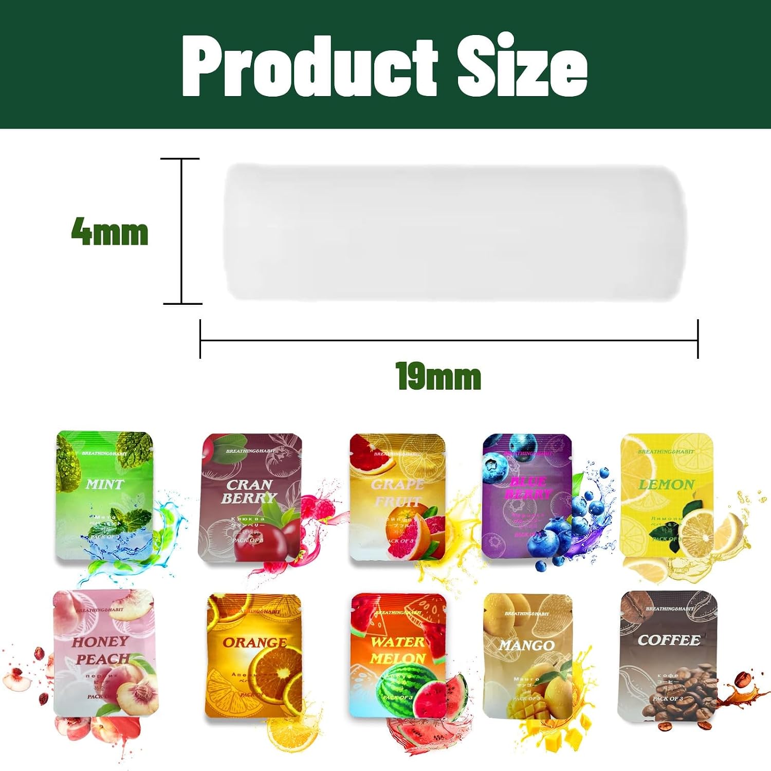 30 Pieces of Plant Based Cores,10 Fruity Flavors Herbal Inhaler Refills to Help Control Bad Habit, Keep Fresh Breath
