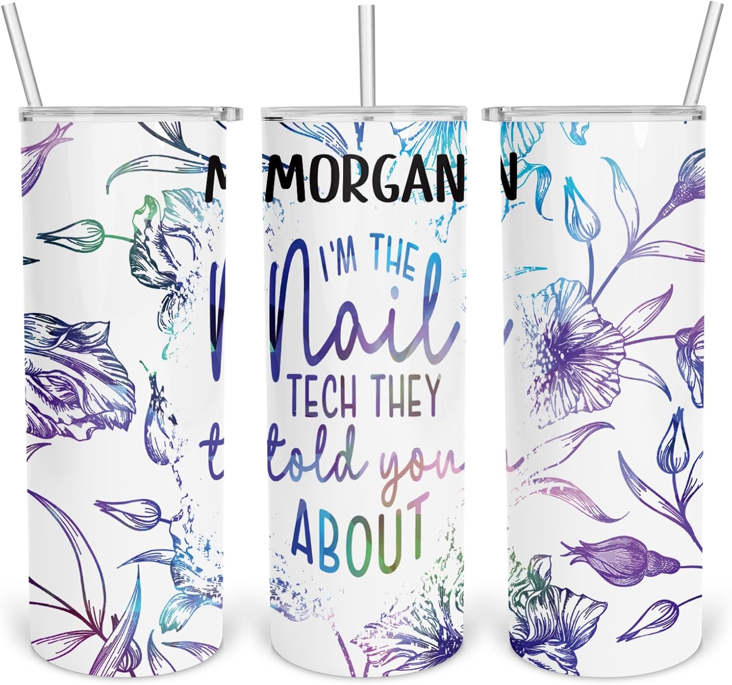 Skinny 14oz Nail Professional Sublimated Coffee Mug, SS Vinyl Gift for Nail Tech, Gift With Lid for Boss Retirement, Vaccum Insulated Birthday Cup for Her, Nail Artist Color Mug, Technician
