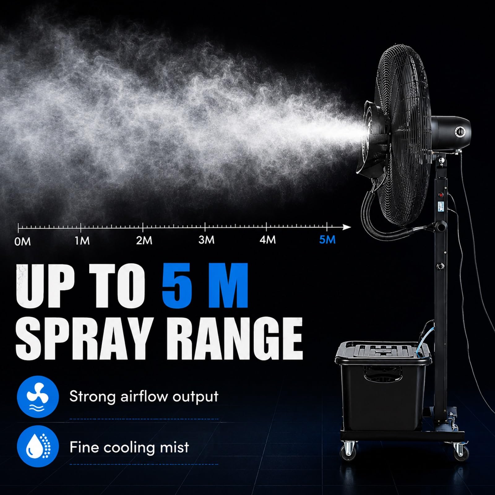 Ventilatore Nebulizzatore Da Esterno Resistente, Commerciale A Piantana