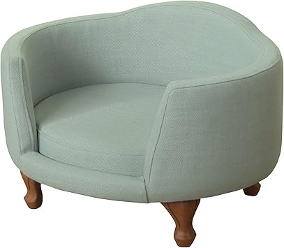 Review HomePop Home Decor | Upholstered Curved Pet Bed | Luxury Cat & Dog Beds & Furniture | Round Pet Bed Created with Stain Resistant Fabric, Aqua Woven