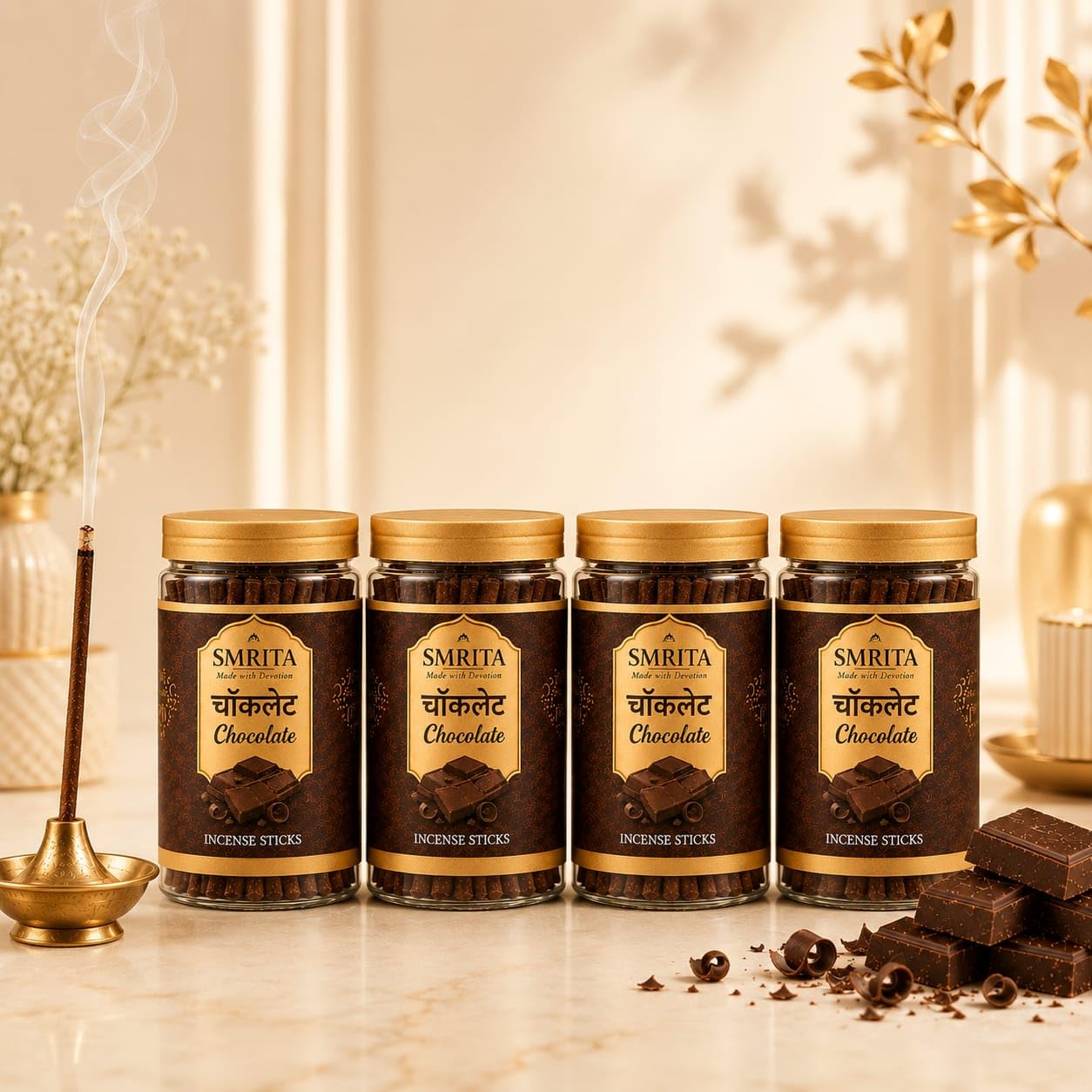 Chocolate Incense Sticks dhoop agarbatti Pack of 4 (400g) | Long Lasting Aroma, Handmade with Care, Meditation & Yoga, Stress Relief, Natural Ingredients-image-22