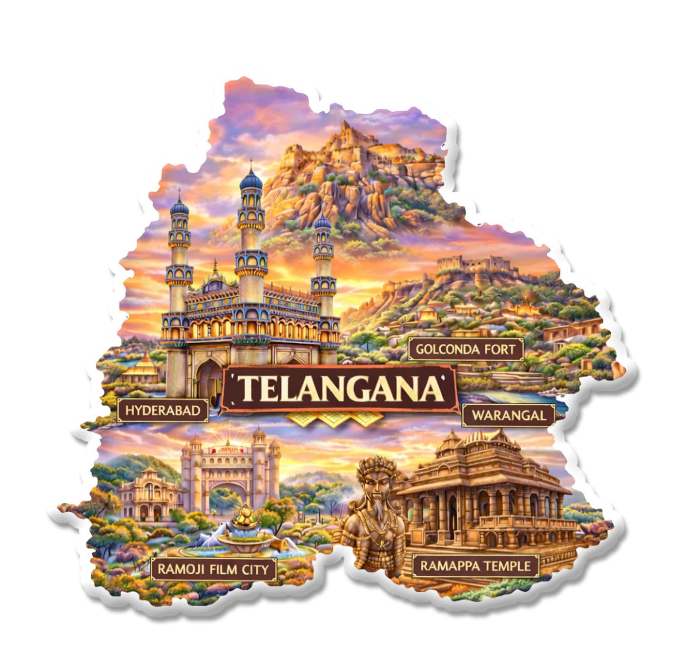 Kerala Fridge Magnet - God's Own Country Design -10