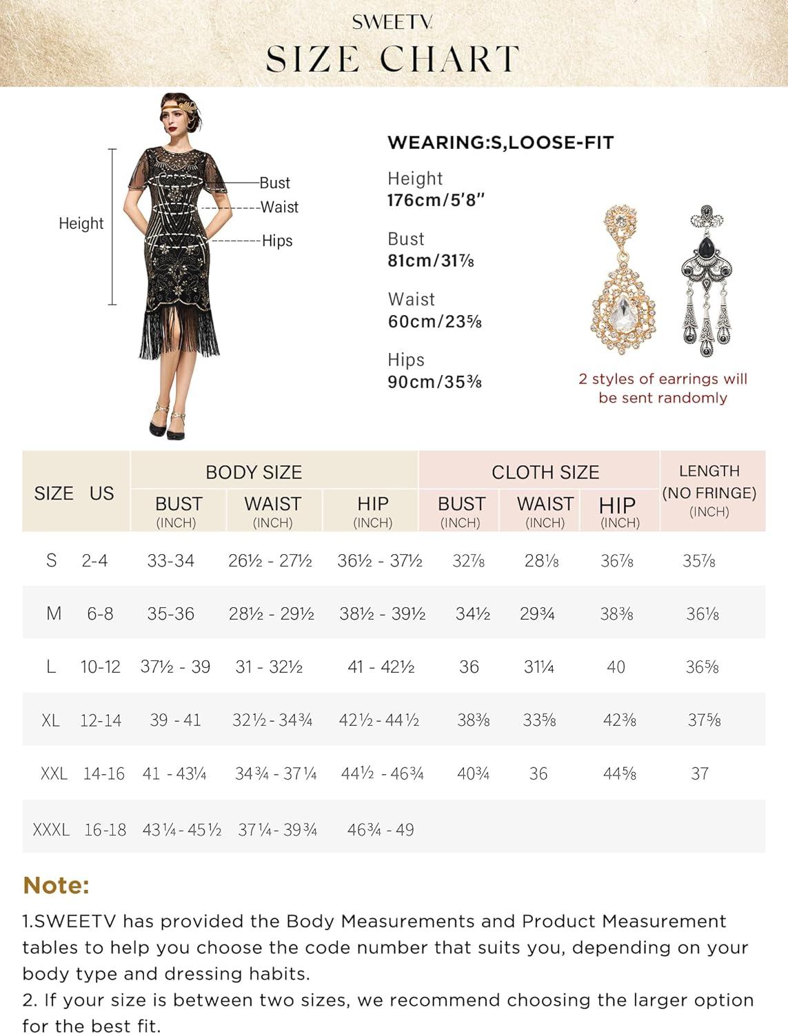 SWEETV Great Gatsby Lace Neck Flapper Dress - 1920s Dress for Women With Sleeve - Roaring 20s Costume - Image 4