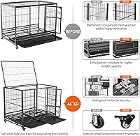 Vista 6 de Yaheetech Jaula de perro resistente a prueba de escapes de 43 pulgadas con puertas dobles, 2 bandejas extraíbles, ruedas bloqueables, perrera