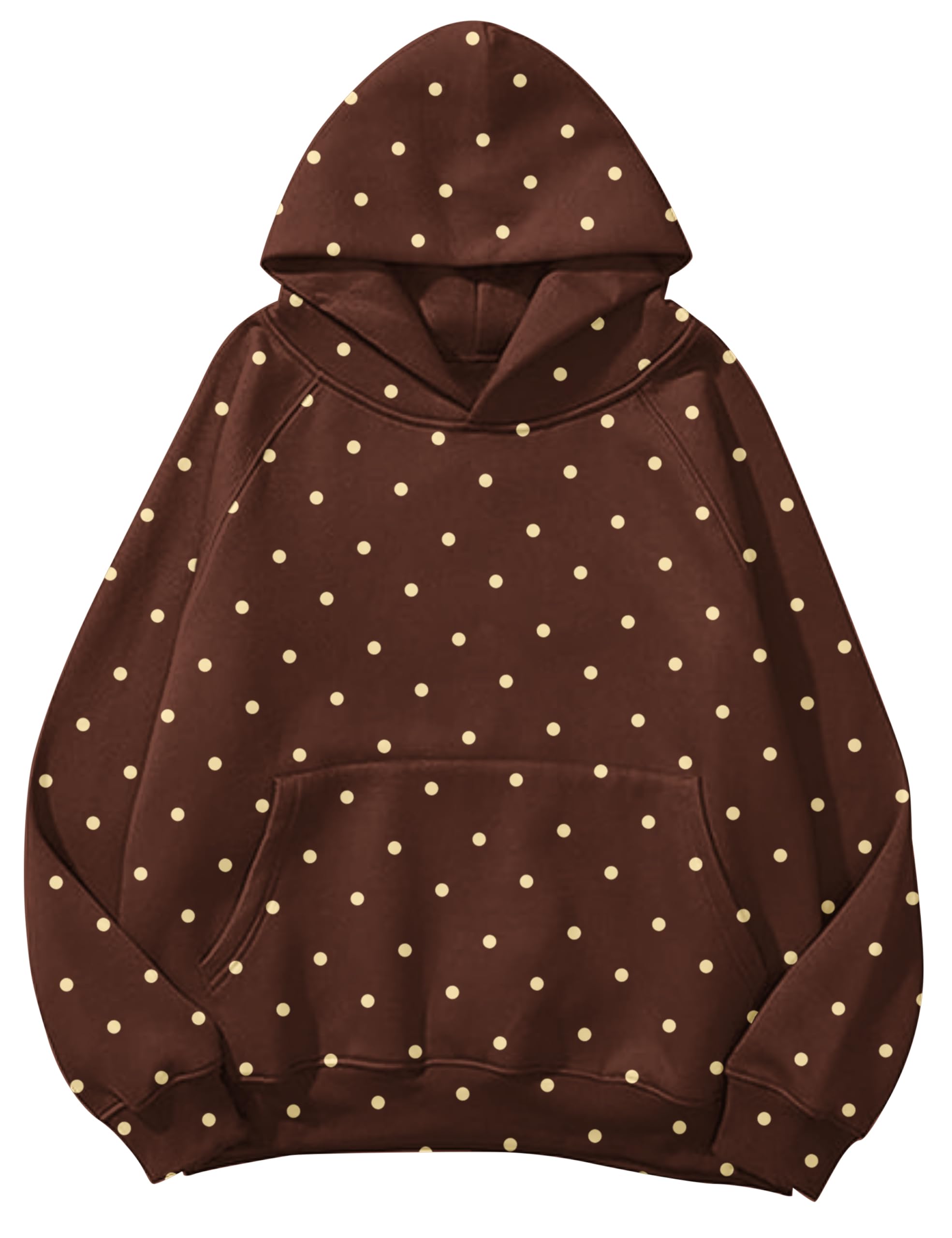 Lauweion Women Solid Basic Fleece Letter Loose Hoodie Sweatshirt Long Sleeve Kangaroo Pocket Drop Shoulder Pullovers Top