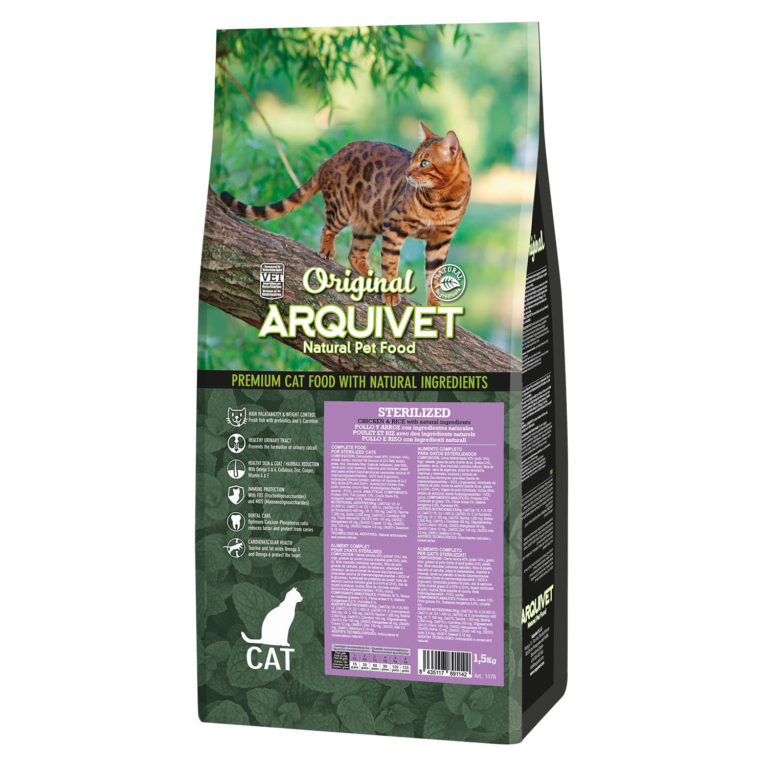 Arquivet-Original - Sterilized - pienso para Gatos esterilizados - Pollo y arroz - 1,5 Kg