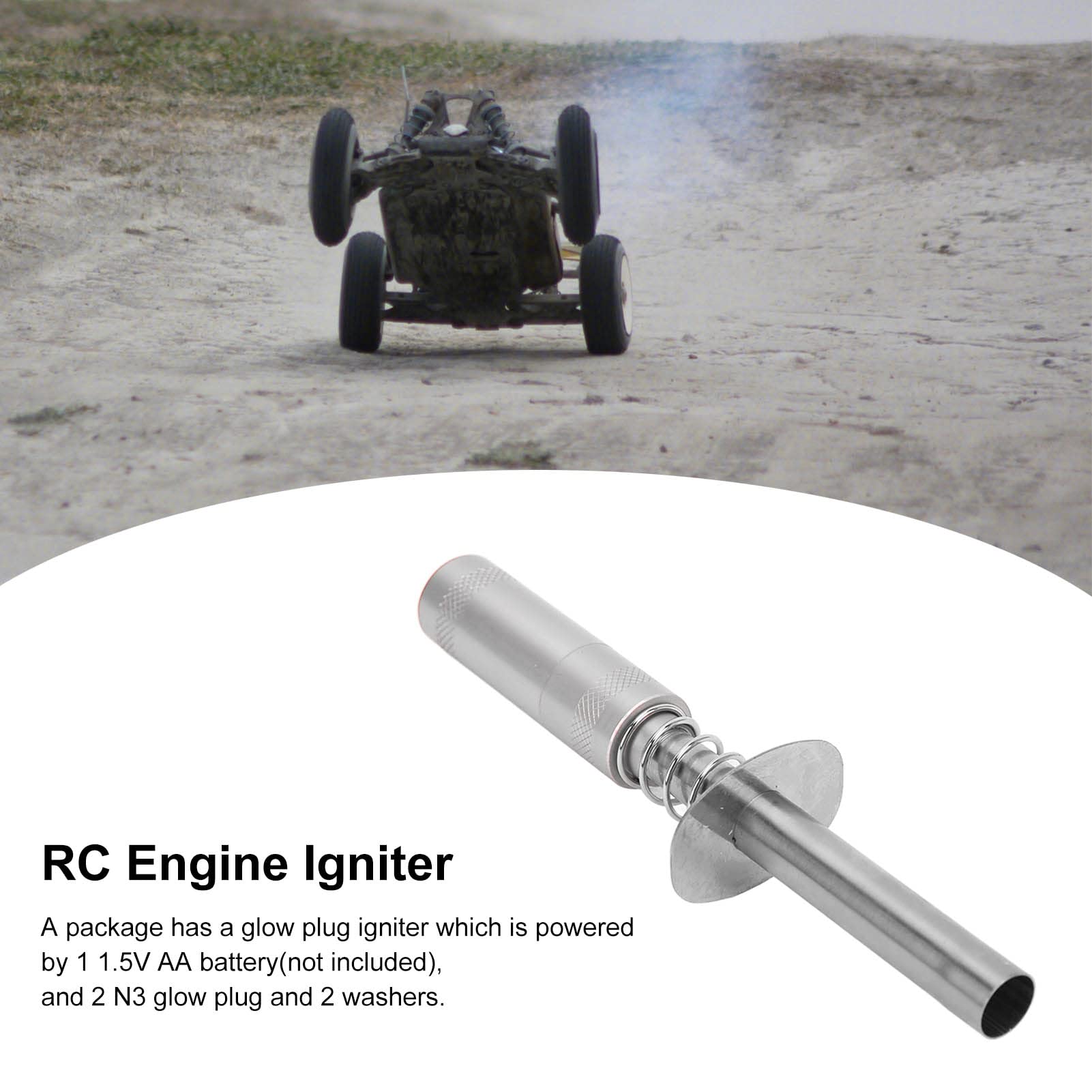 Glow Plug Igniter, Aleación de Aluminio RC Starter Kit, RC Engine Glow Plug Igniter for RC Oil-Fueled Car Boat Engine (Plata)